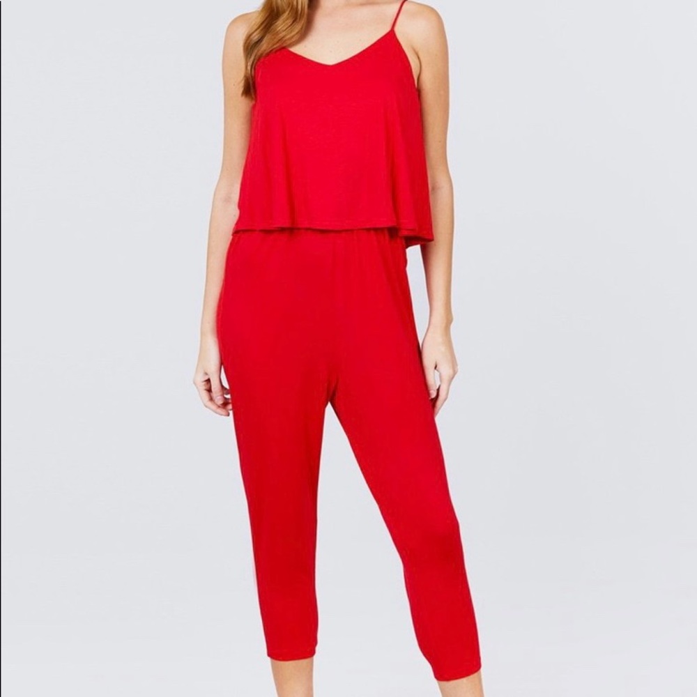 Cami and Capri Jumpsuit Red